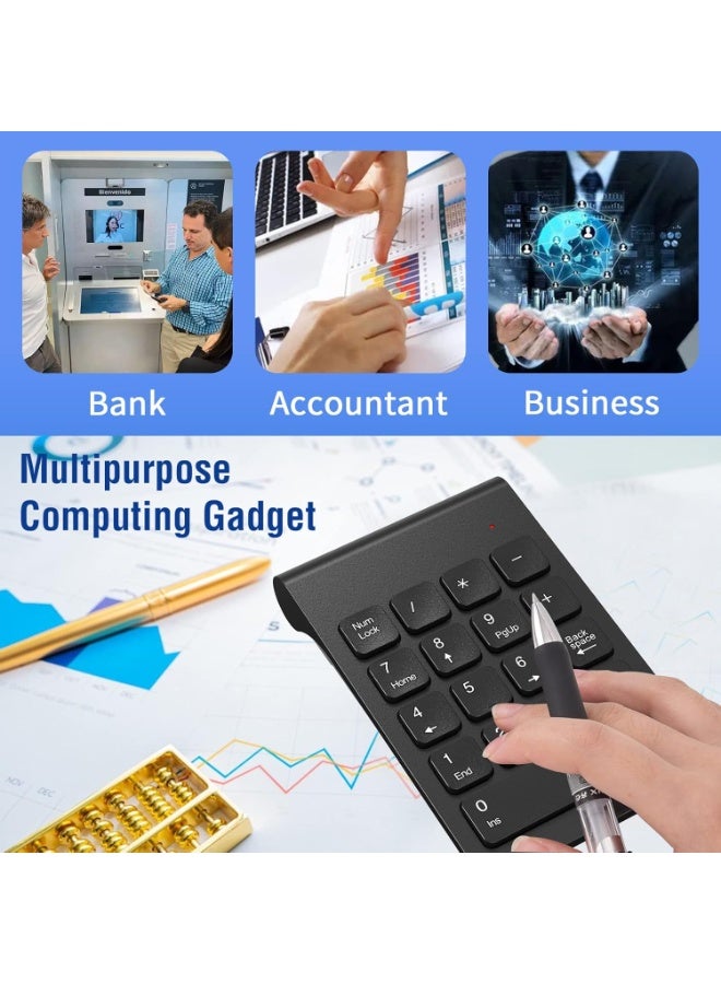 NAMA Wireless Numeric Keypad 18Keys Portable Number Numpad with 2.4G Mini USB Receiver for Laptop Notebook, Desktop, Surface Pro, PC - Black - Image 4